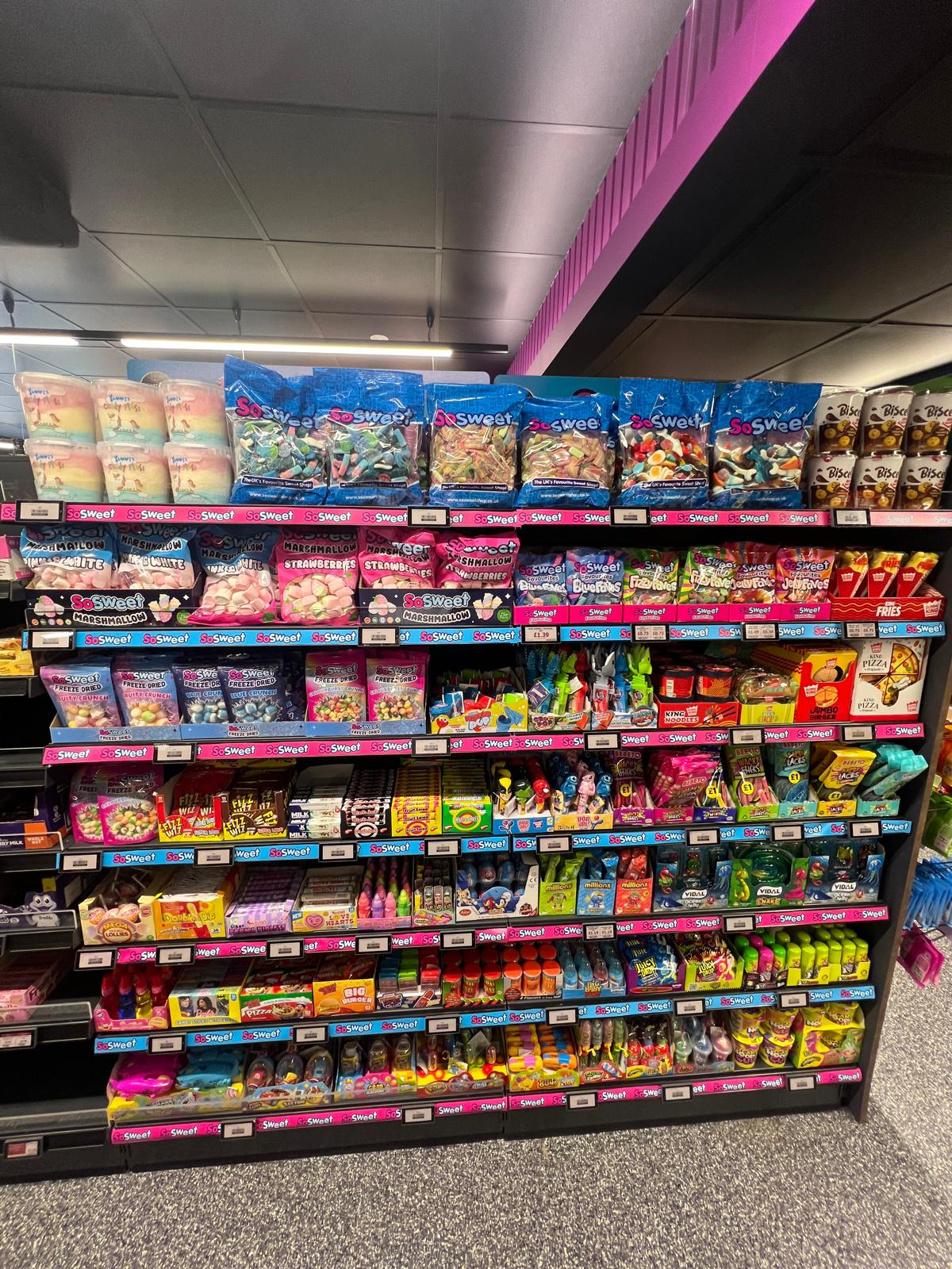 SoSweet confectionery aisle in a convenience store